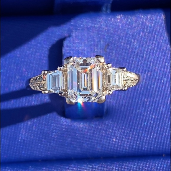 SOLD!! TACORI GIA Emerald Cut Diamond Engagement Ring 1.00 F SI1 Center - Picture 13 of 17